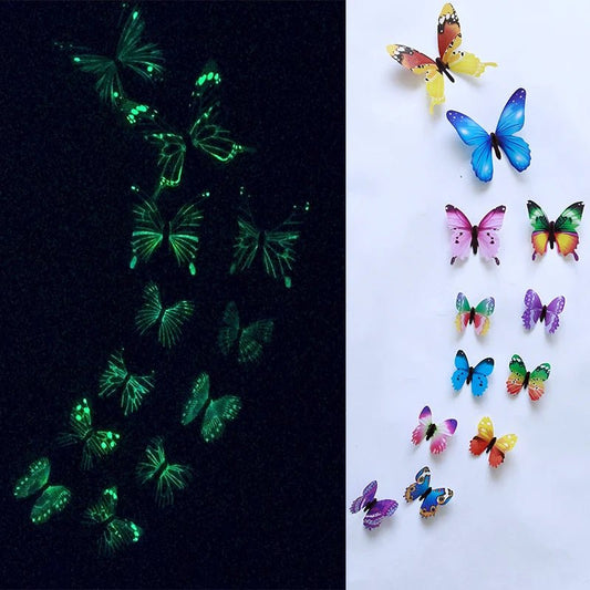 Lot de 12 Papillons Lumineux 3D – Stickers Muraux Décoratifs pour Maison - Maison Princesse