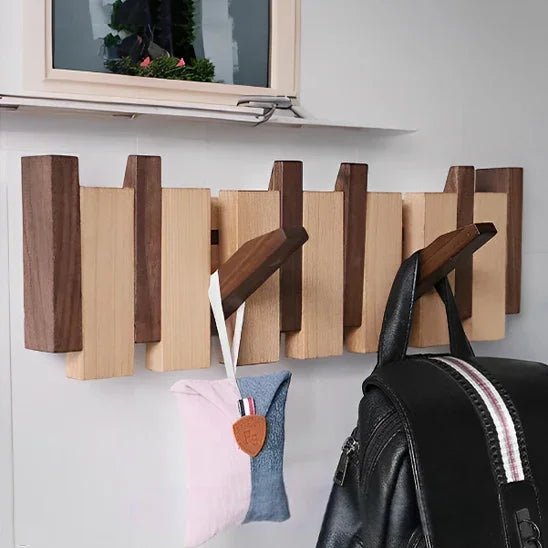 Porte-manteau bois massif 5 patte - Rangement entrée murale - Maison Princesse