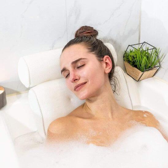 Oreiller de bain avec ventouses soutien ergonomique pour la tête, le cou et le dos - Maison Princesse