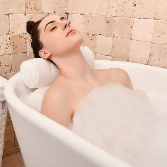 Oreiller de bain avec ventouses soutien ergonomique pour la tête, le cou et le dos - Maison Princesse
