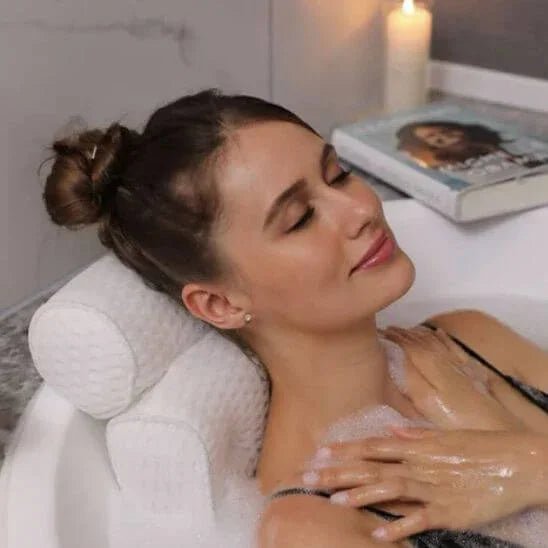 Oreiller de bain avec ventouses soutien ergonomique pour la tête, le cou et le dos - Maison Princesse